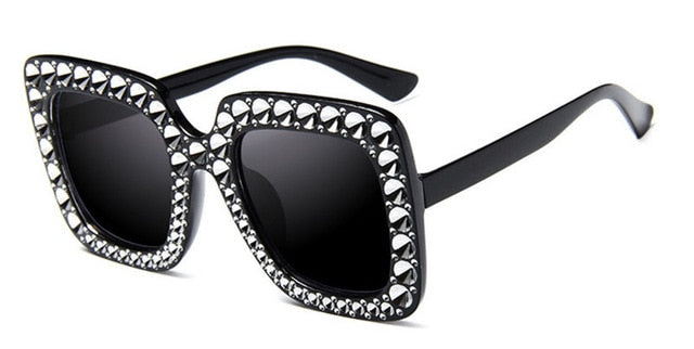 MuseLife Luxury Brand Designer Italian Big Crystal Sun Glasses